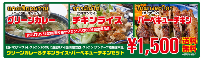 初回限定グリーンカレー、チキンライス、バーベキューチキンセット【送料無料】
